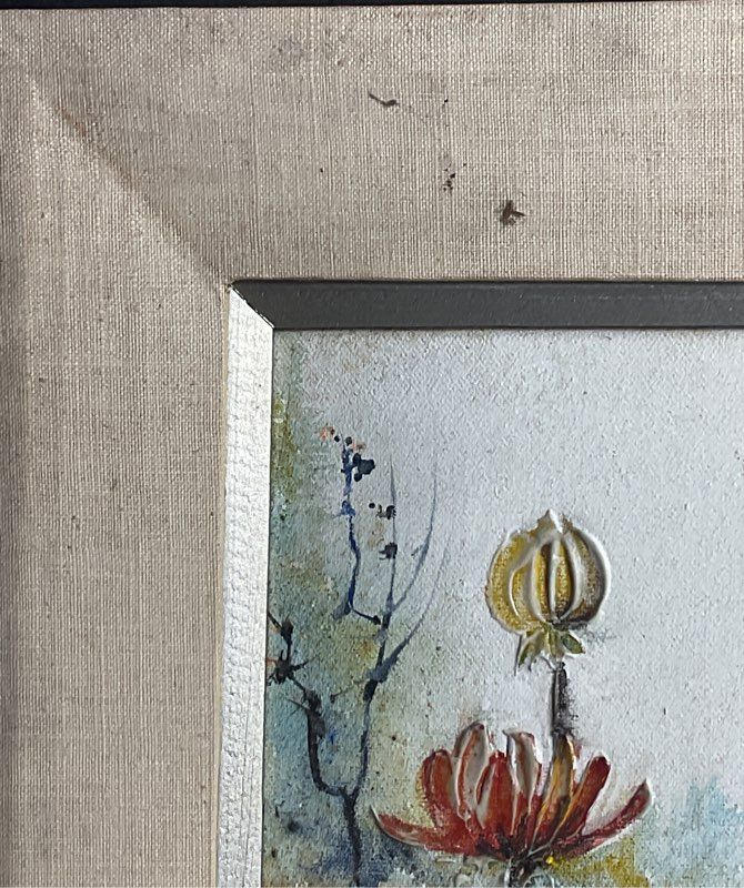 Portrait of Flowers Original Framed Painting by Signed Lydia Darvas
