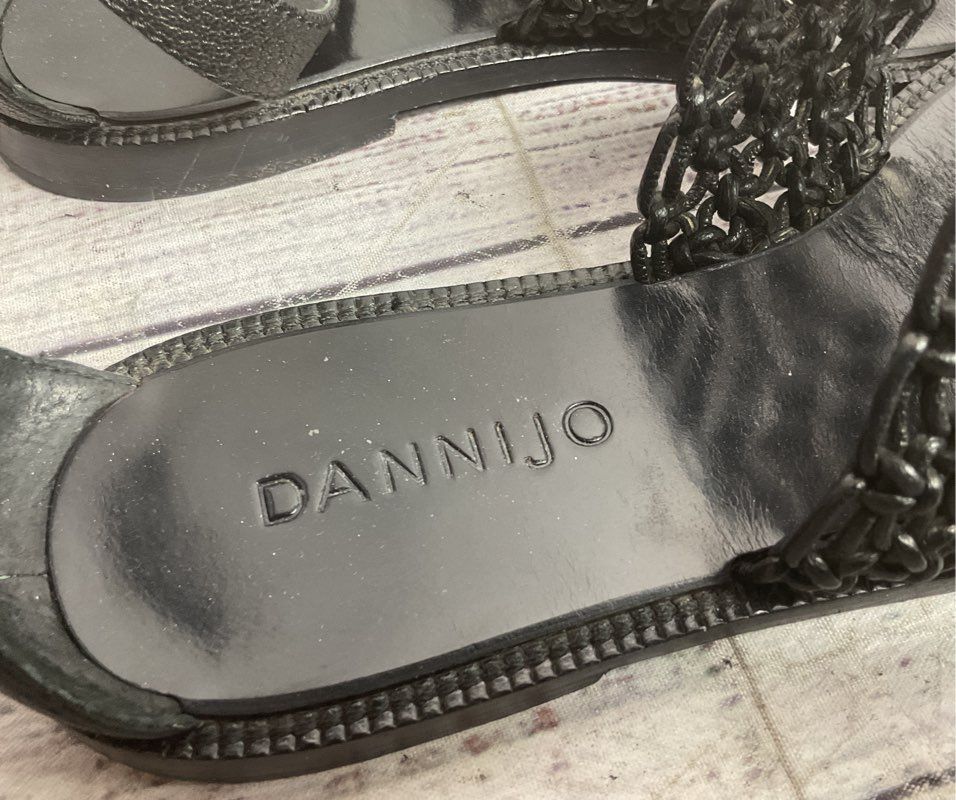 Dannijo Leather Woven Strappy Sandals Black 8