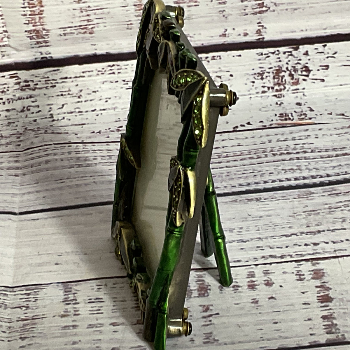 VTG. TIZO Green Bamboo & Rhinestone 2.5" x 3.25" Picture Frame