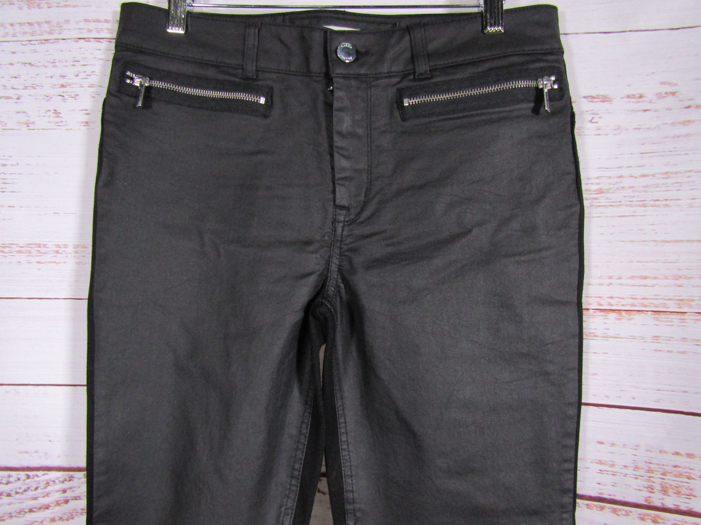 Karen Millen Women's Black Coated Skinny Jeans Size 10
