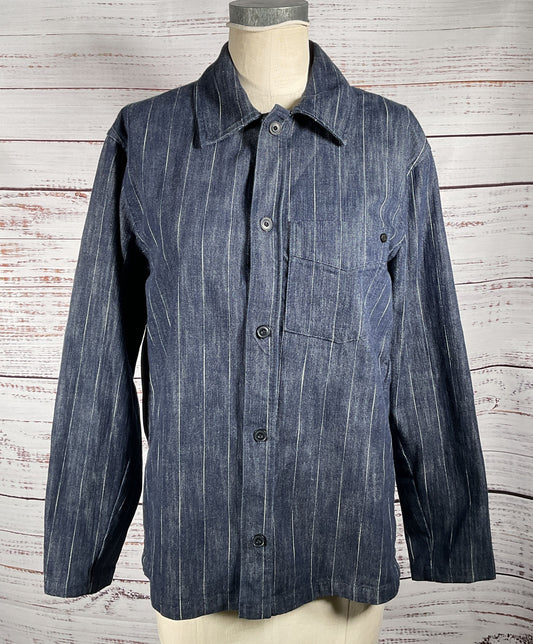 Closed Button Down Shirt With Stripes Denim Blue S