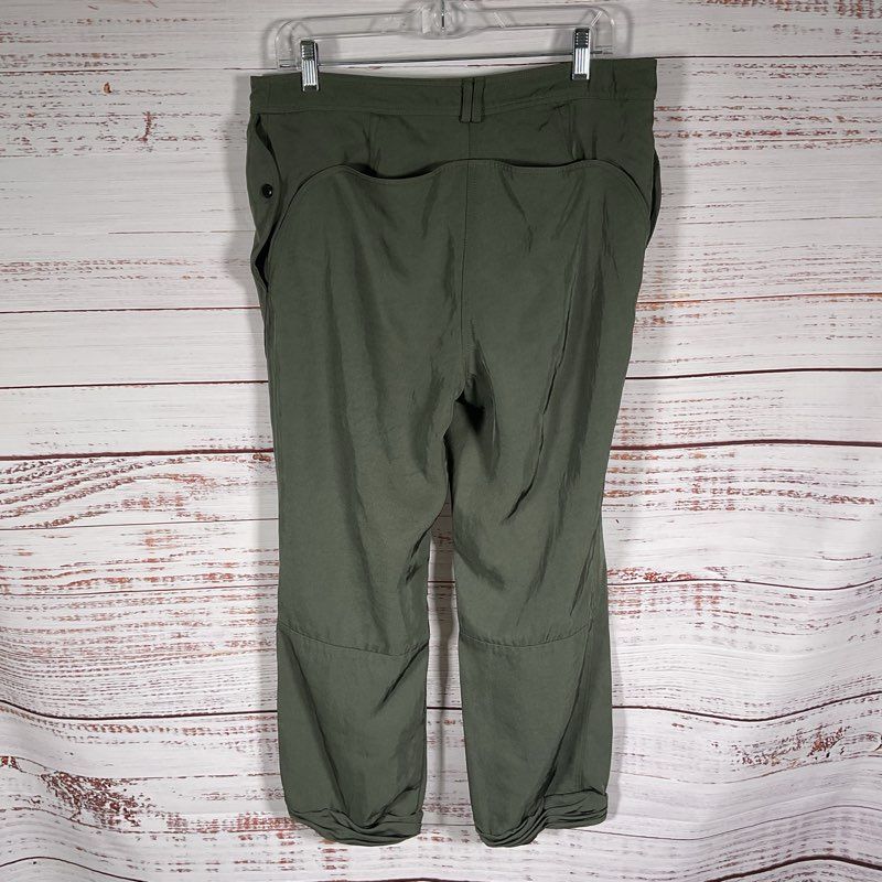 Alexander Wang Olive Green Twill Paneled Ruched Hem Safari Pants - Size 10