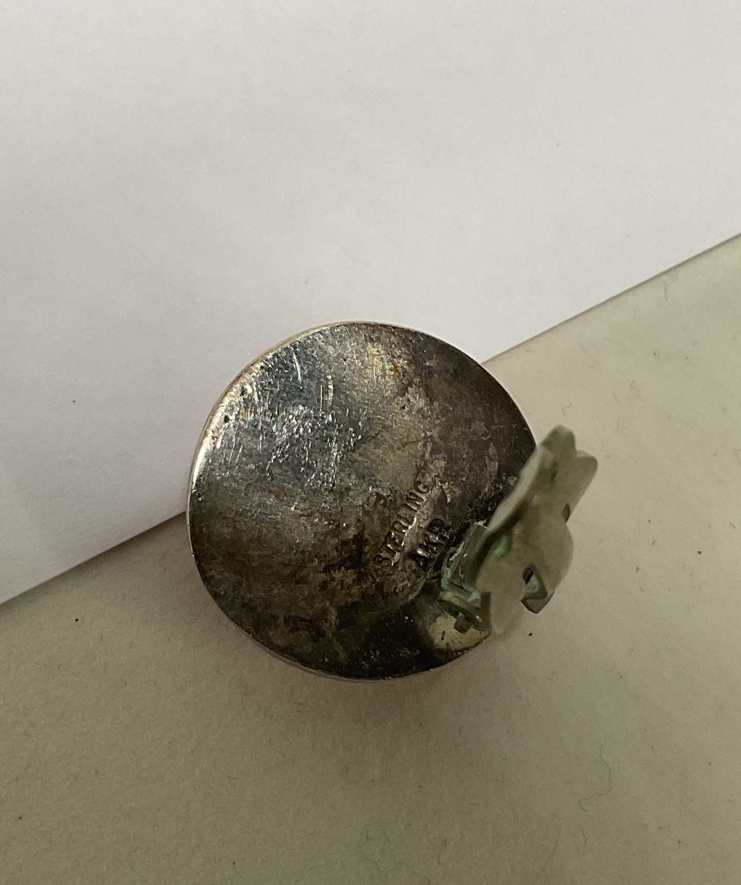 AKR Sterling Silver Vintage Clip On Earrings with Resin Stone