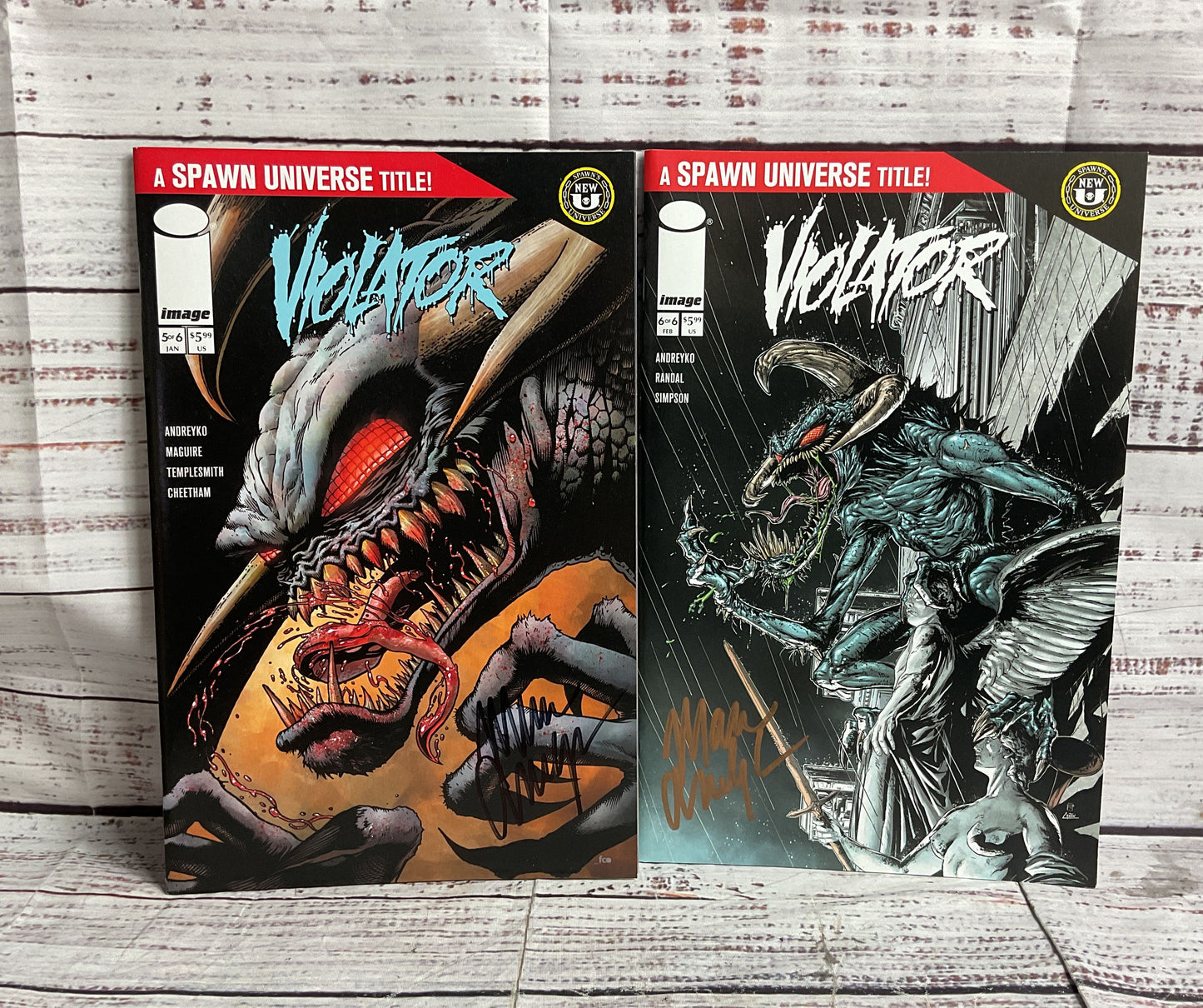 Spawn Violator Lot of 2 #5 #6 Signed by Marc Andreyko Comic Books