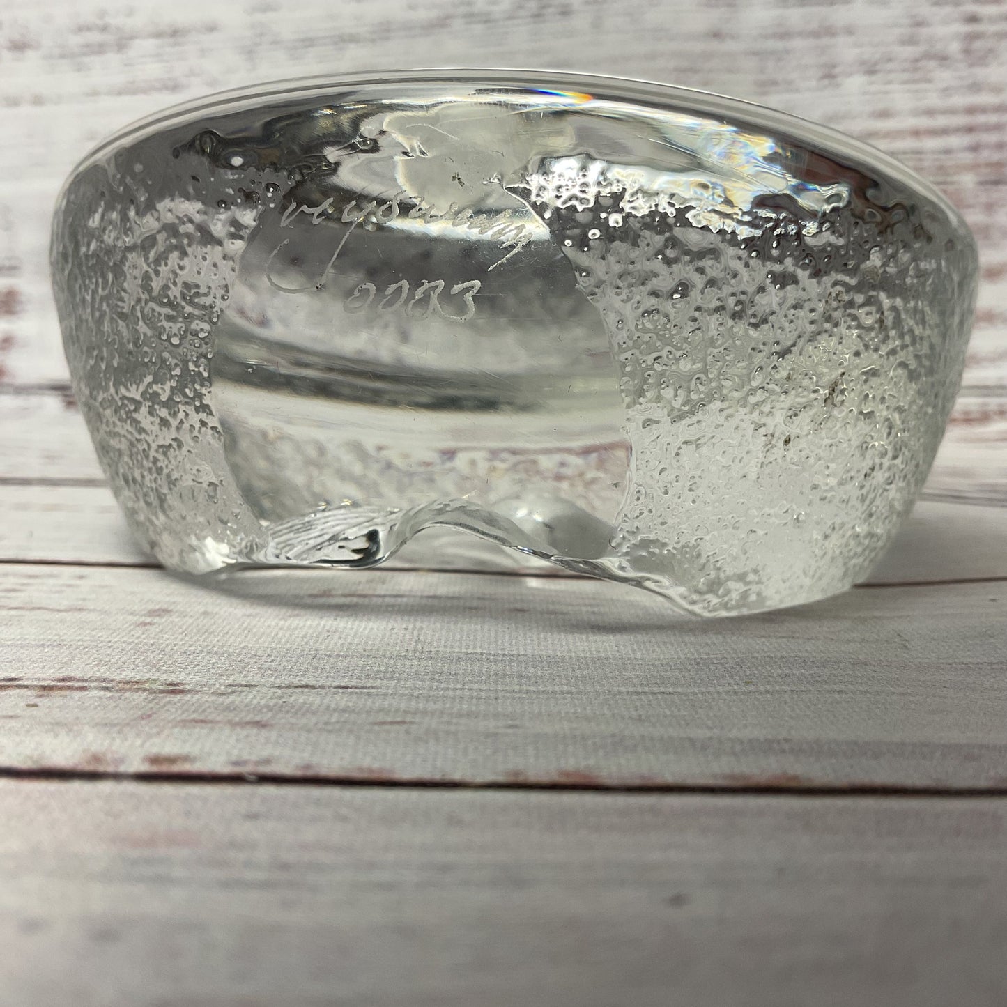 Mats Jonasson Sweden Lead Crystal Glass Frosted Cat Kitten Paperweight 3.5"