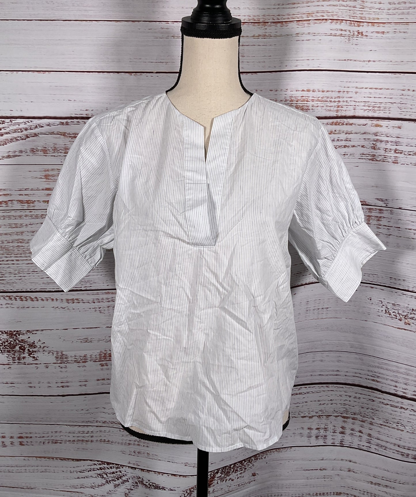 Frame The V Neck Pop Over Shirt Steel Blue Multi S