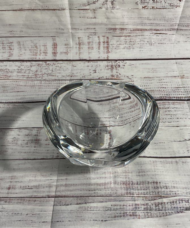 Orrefors Sweden Clear Glass Crystal Heavy Bowl Signed 3.25"x 5.25"