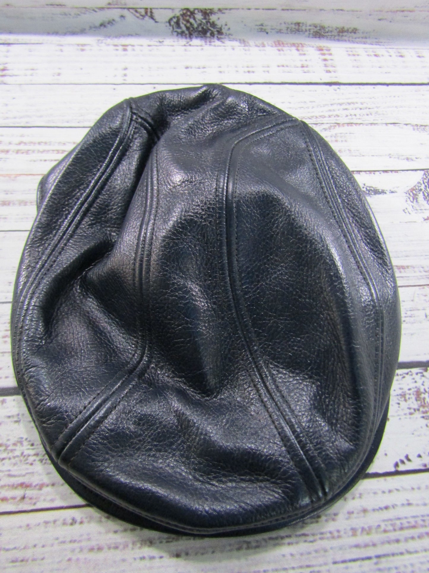 Goorin Bros Chandler Fields Men's Navy Blue Leather Newsboy Cabbie Flat Cap