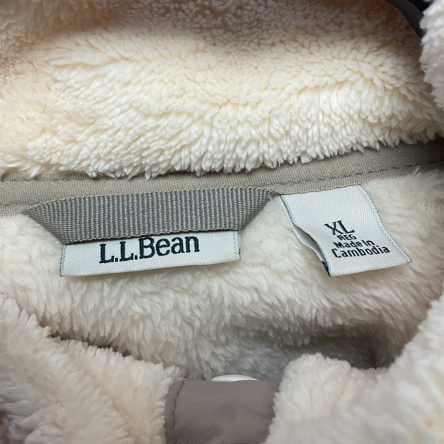 L.L. Bean Hi-Pile Fleece Pullover Offwhite Sweater - Size XL