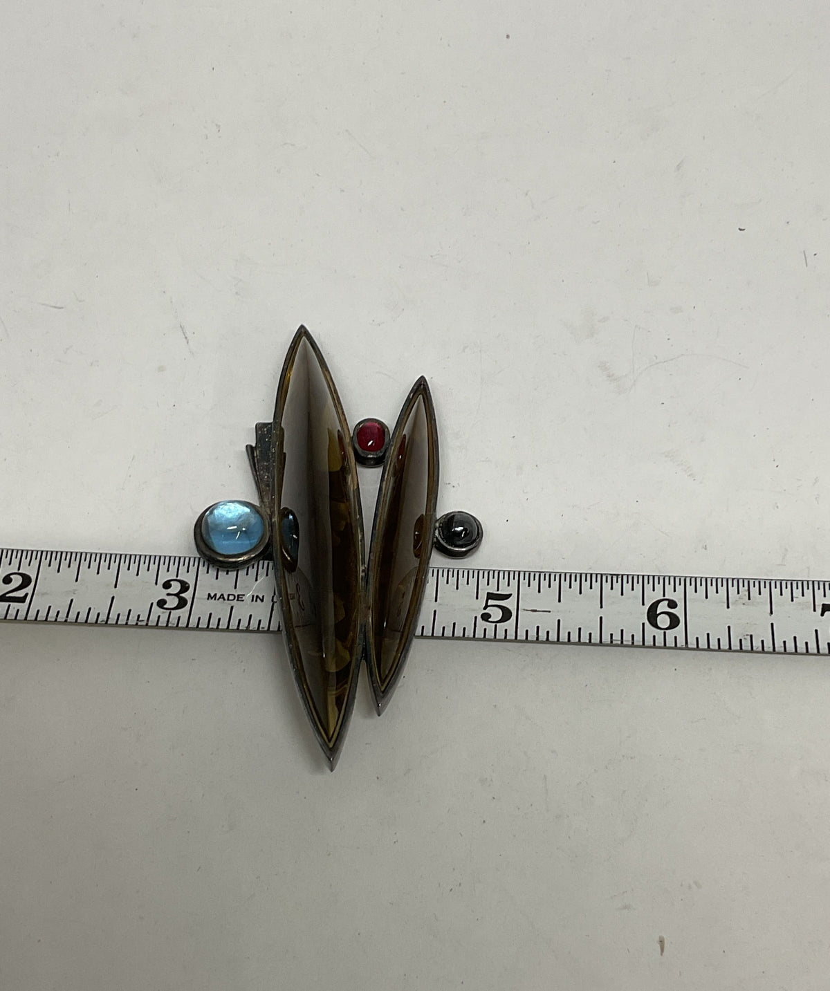 SEAN HILL Sterling Silver Large Pendant Resin with Blue Topaz & Ruby