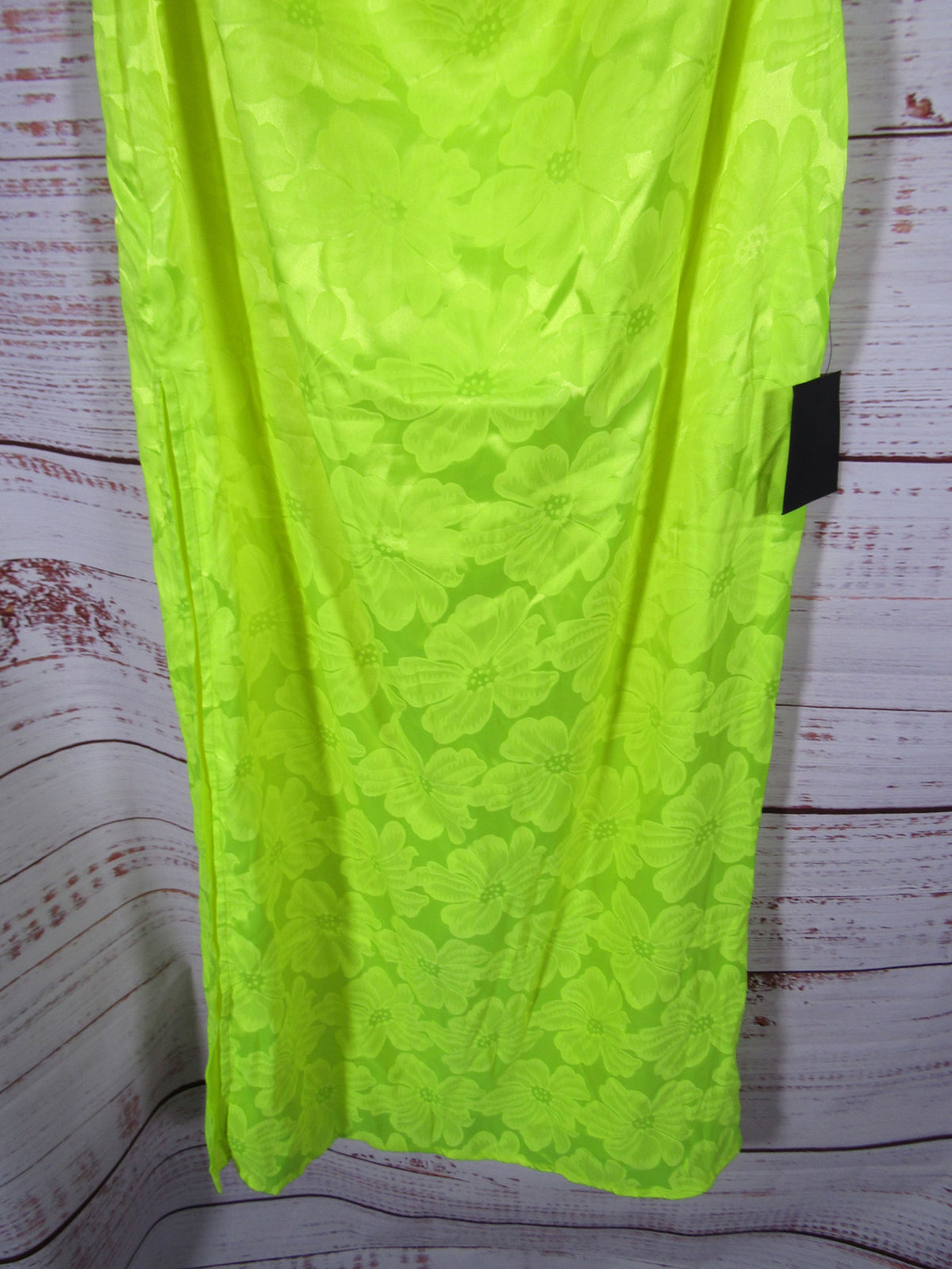 Lulus Chasing Desire Women's Yellow Satin Jacquard One-Shoulder Maxi Dress L