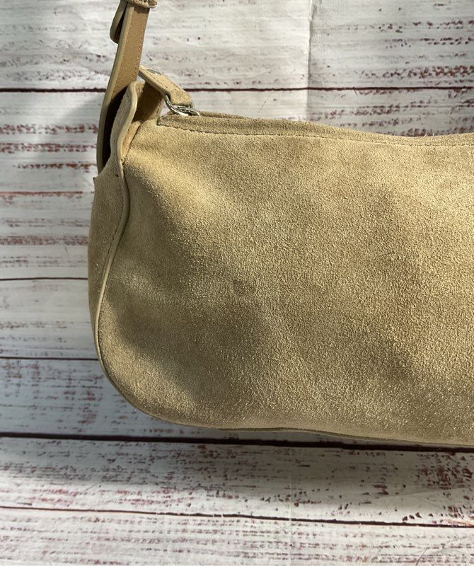 Women's Flattered Leather Suede Beige Shoulder Bag