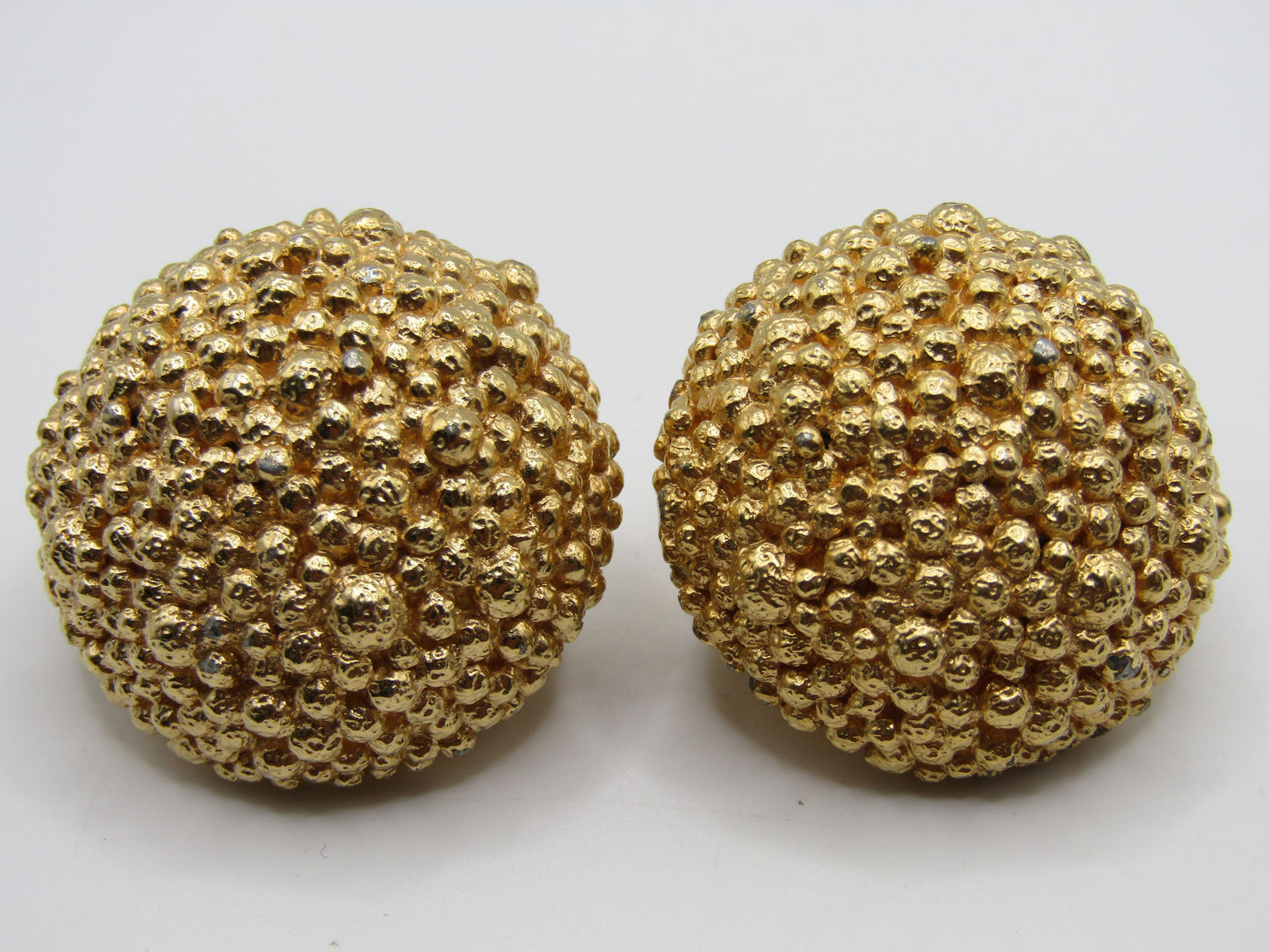 Vintage Ciner Gold Plated Textured Dome Clip-On Earrings