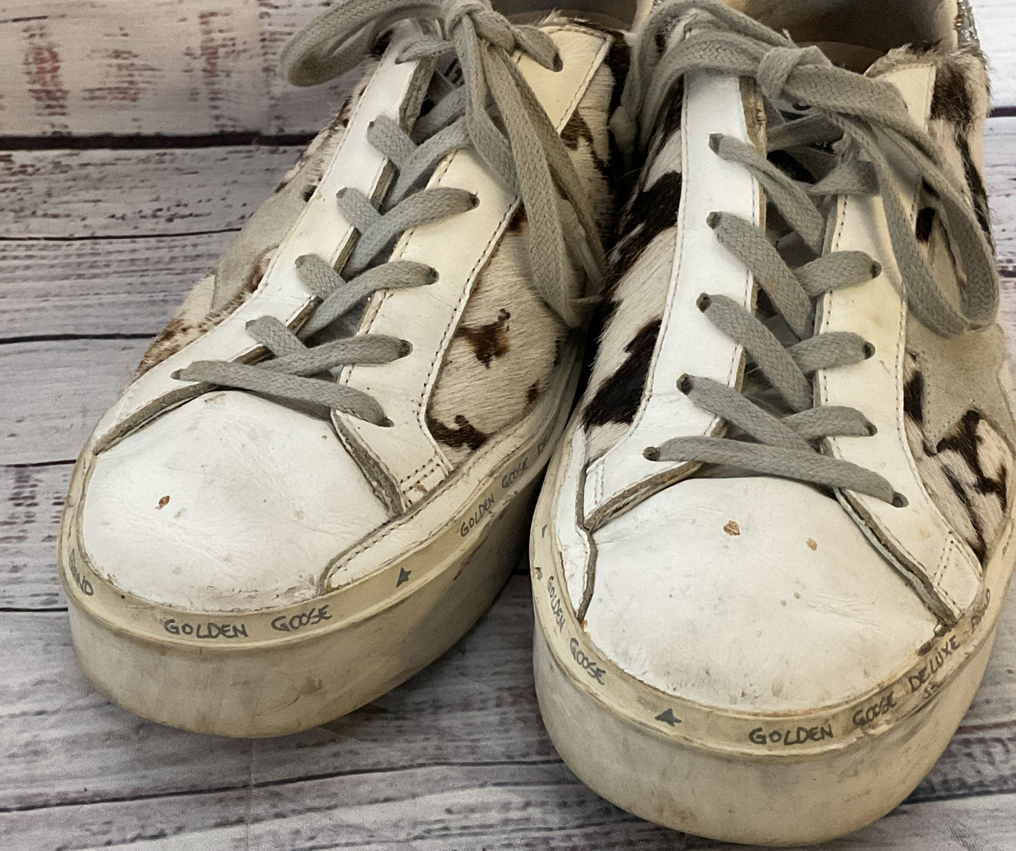 Golden Goose Hi Star Private Edition Leopard Print Calf Hair Sneakers Multi 7.5