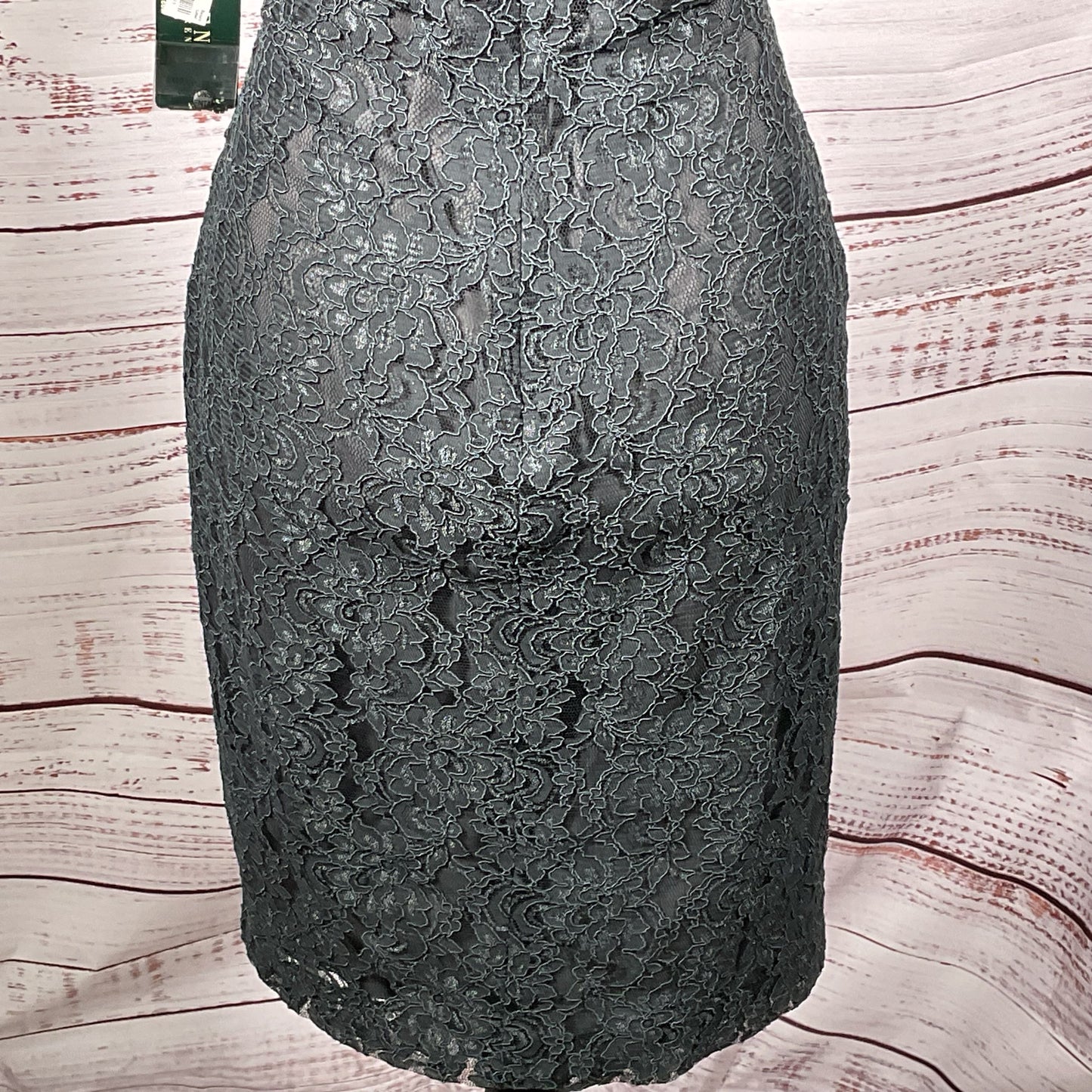 NWT LAUREN RALPH LAUREN Women's Gray Beaded Lace Sleeveless Cocktail Dress- SZ 8