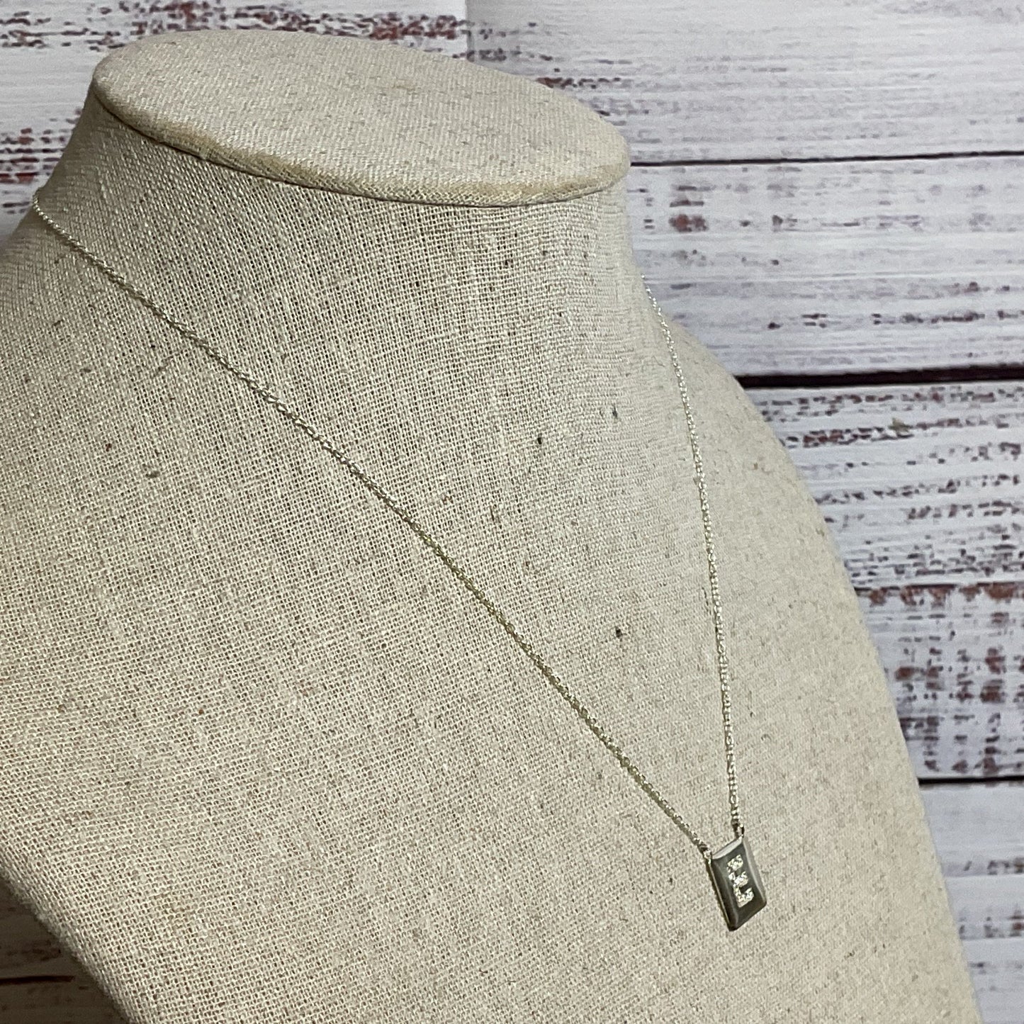 Sterling Silver & CZ Letter "E" Pendant 18" Necklace- 2.65g