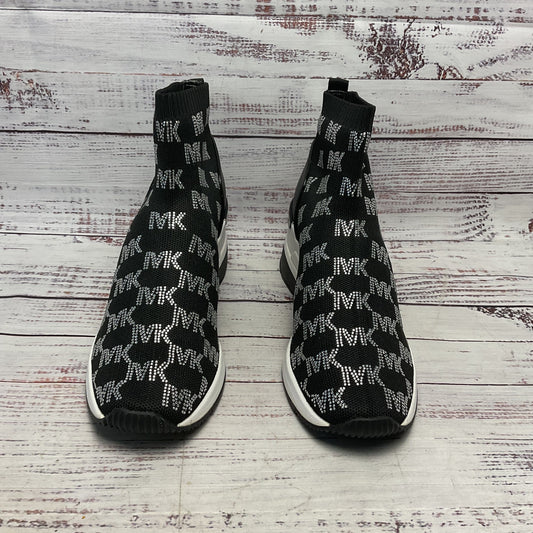 Michael Kors Skyler Stretch Sock Knit Wedge Black Rhinestone Shoe Women Size 8.5