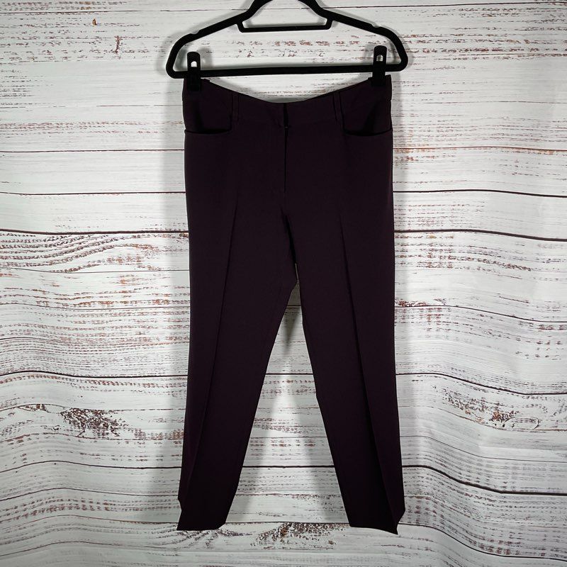 Tahari Arthur S Levine 2-Piece Mandarin Collar Eggplant Purple Pant Suit Size 8P