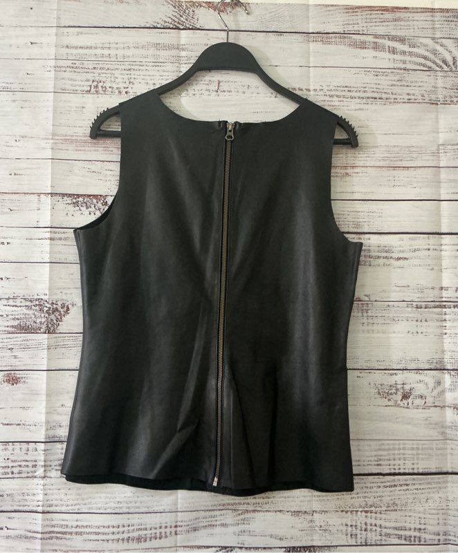 Women's Patterson J. Kincaid Black Sleeveless Leather Top Size M