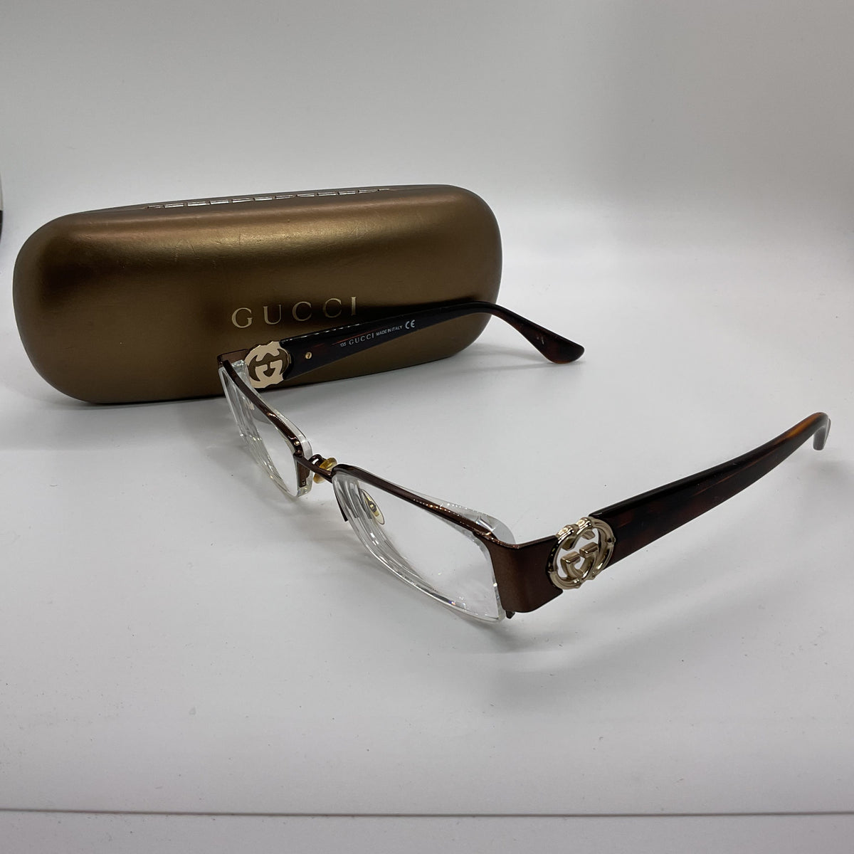 GUCCI GG2844 Unisex Brown Gold Tone Logo Eyeglasses- 51[ ]17 135 (FRAMES ONLY)