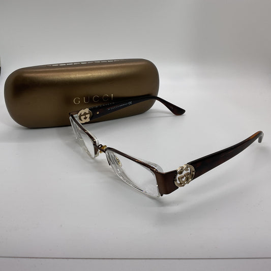 GUCCI GG2844 Unisex Brown Gold Tone Logo Eyeglasses- 51[ ]17 135 (FRAMES ONLY)