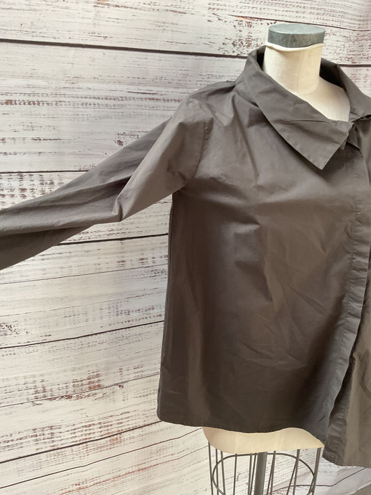 AmmA kadem Grey Asymmetric Collar Long Sleeve Button Up Shirt - Size OS