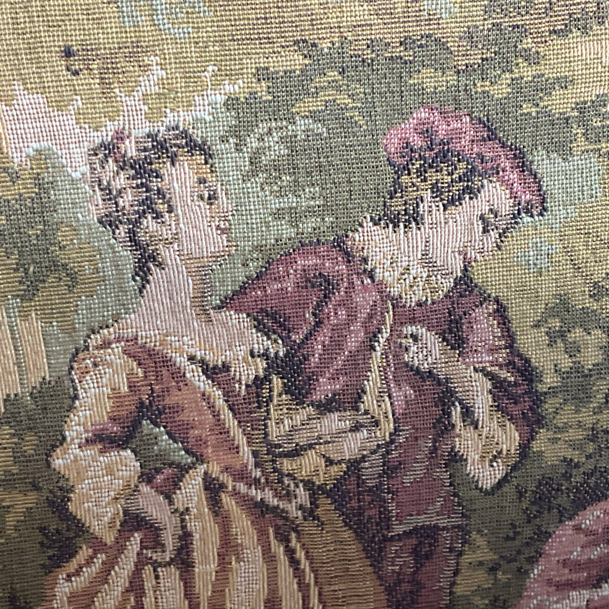 Set of 2 VTG./ANTIQUE French Tapestry Wall Art- FRAMED 10.5" X 10.75"