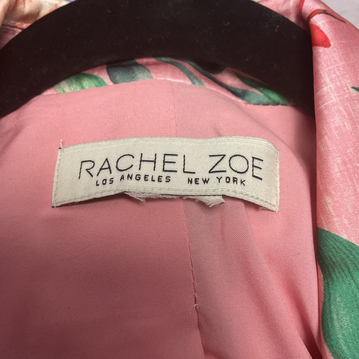 Rachel Zoe Pink Floral Botanical Print Satin Blazer Jacket - Size See Photos