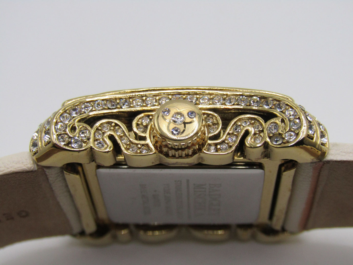 Badgley Mischka Women's Gold Plated Crystal Accent Quart Watch