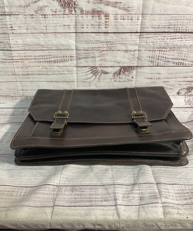Wilsons Leather Dark Brown Briefcase Messenger Bag Leather