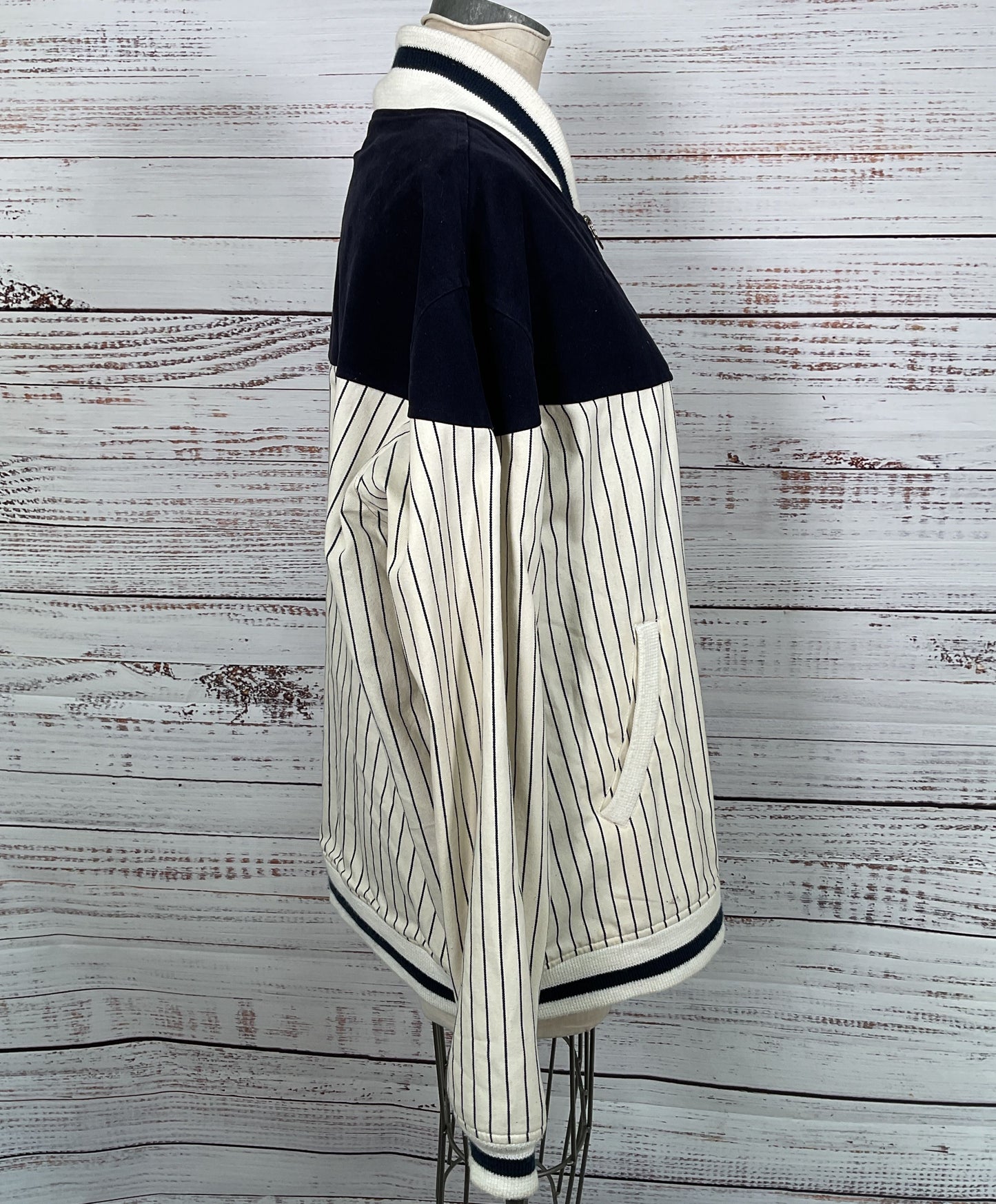 Billionaire Boys Club Season 6 Pinstripe Baseball Jacket Cream XL