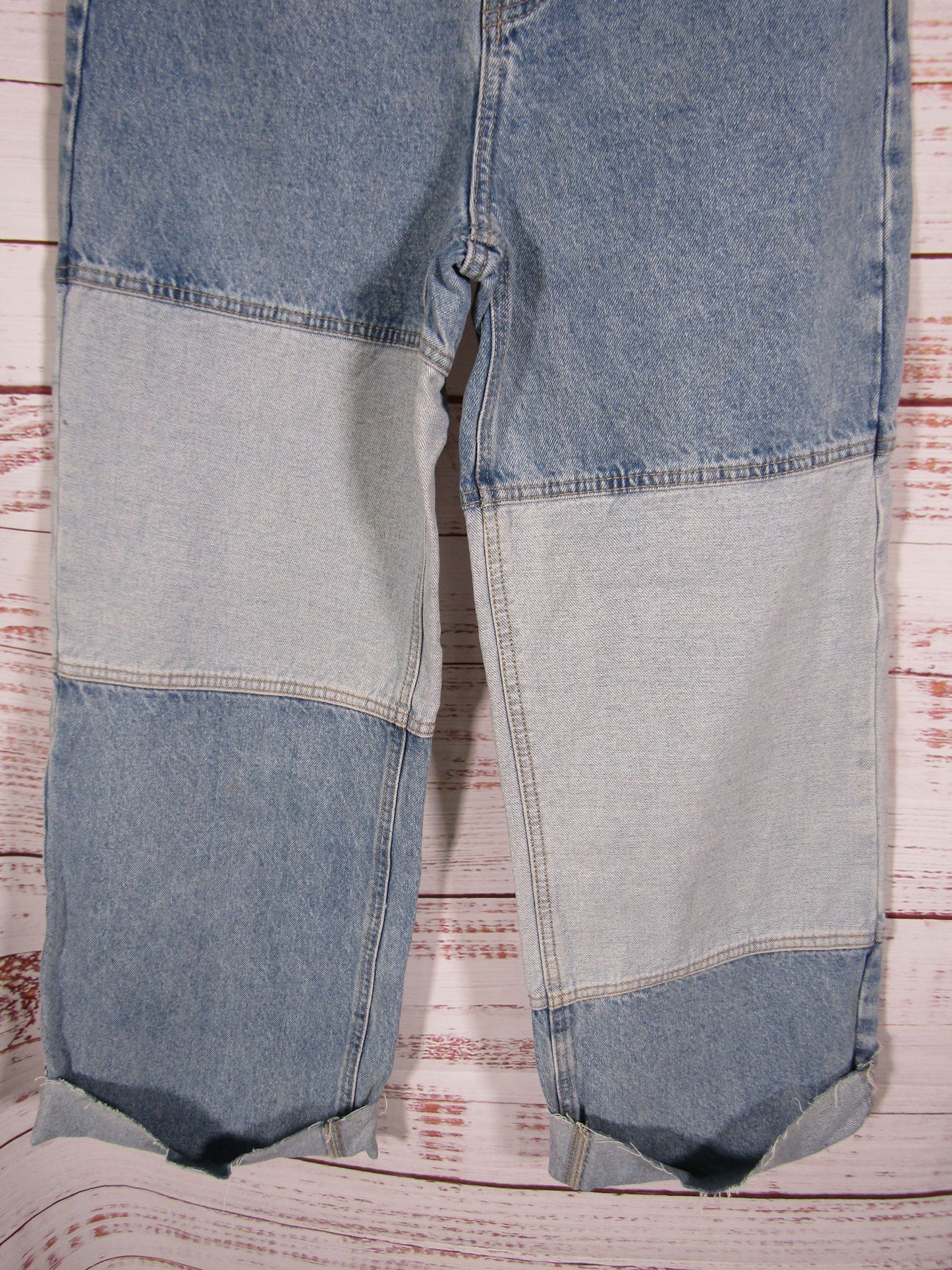 Miou Muse Copenhagen Women's Blue Denim Color Block Wide Leg Jeans Size S