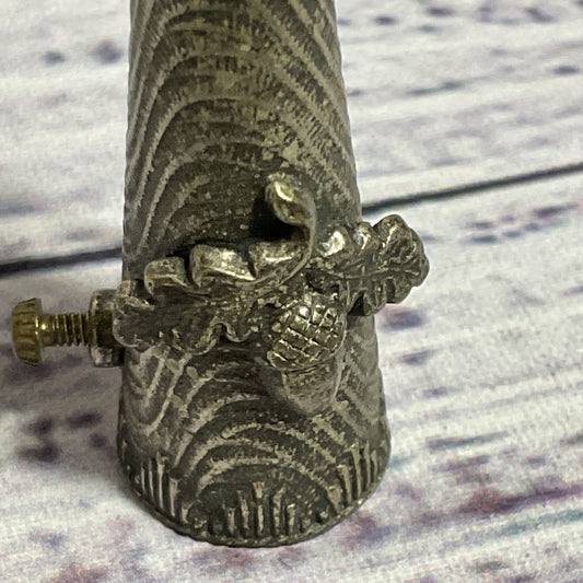VTG./ANTIQUE W. Germany Silver Tone Cone Adorn with Acorn 1.75" Brooch