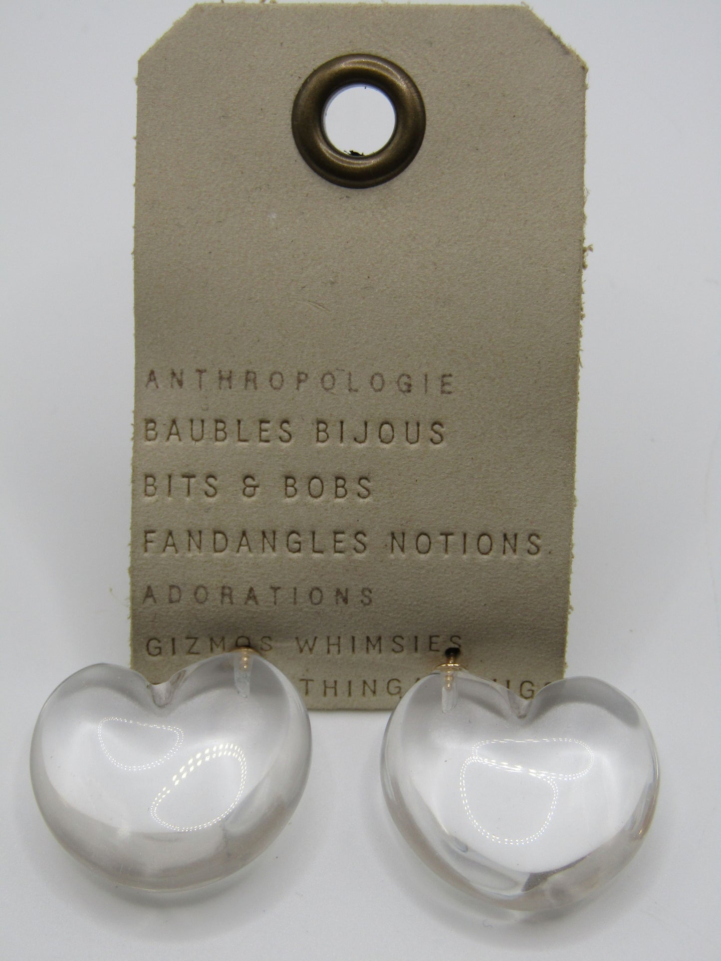 Anthropologie Baubles Bijous Glass Heart Stud Earrings