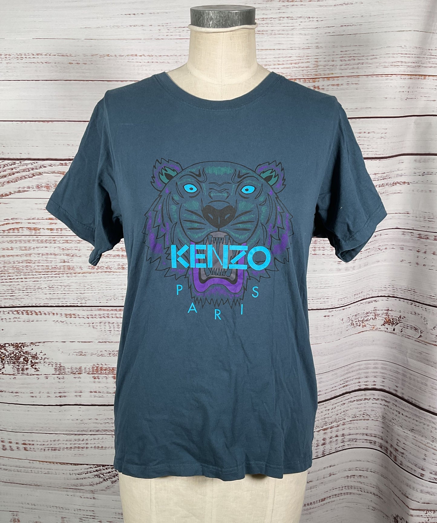Kenzo Tiger Graphic Print Crew Neck T-Shirt Teal Large