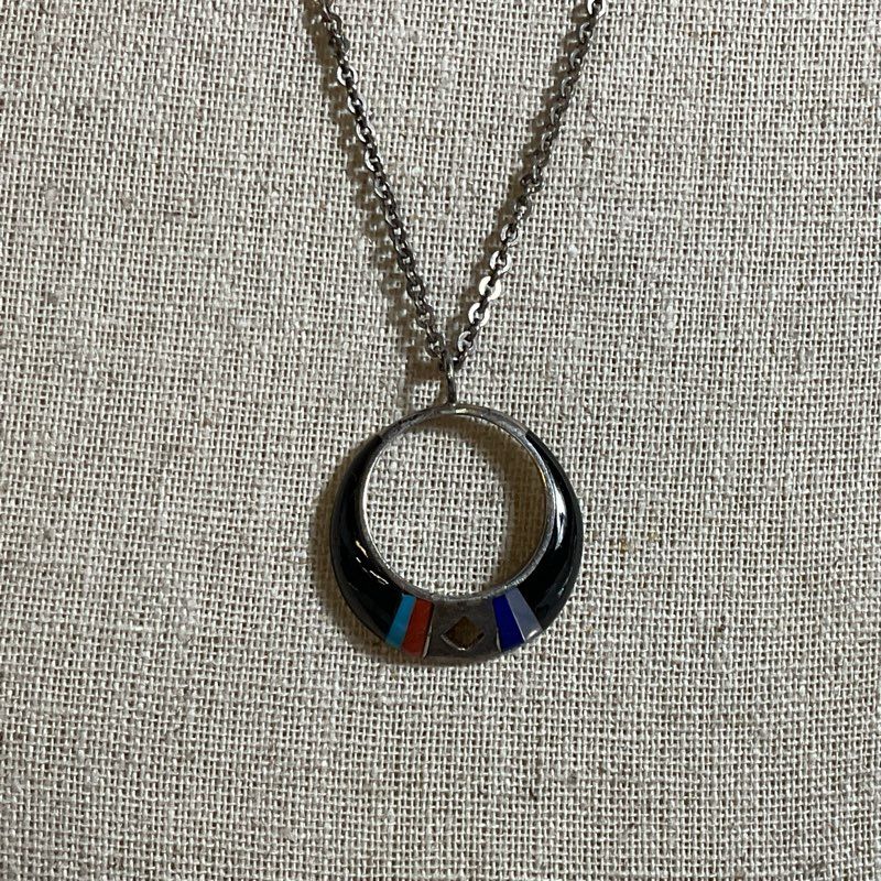VTG. TCA Sterling Silver Multi Gemstone Pendant 23.5" Necklace- 7.66g