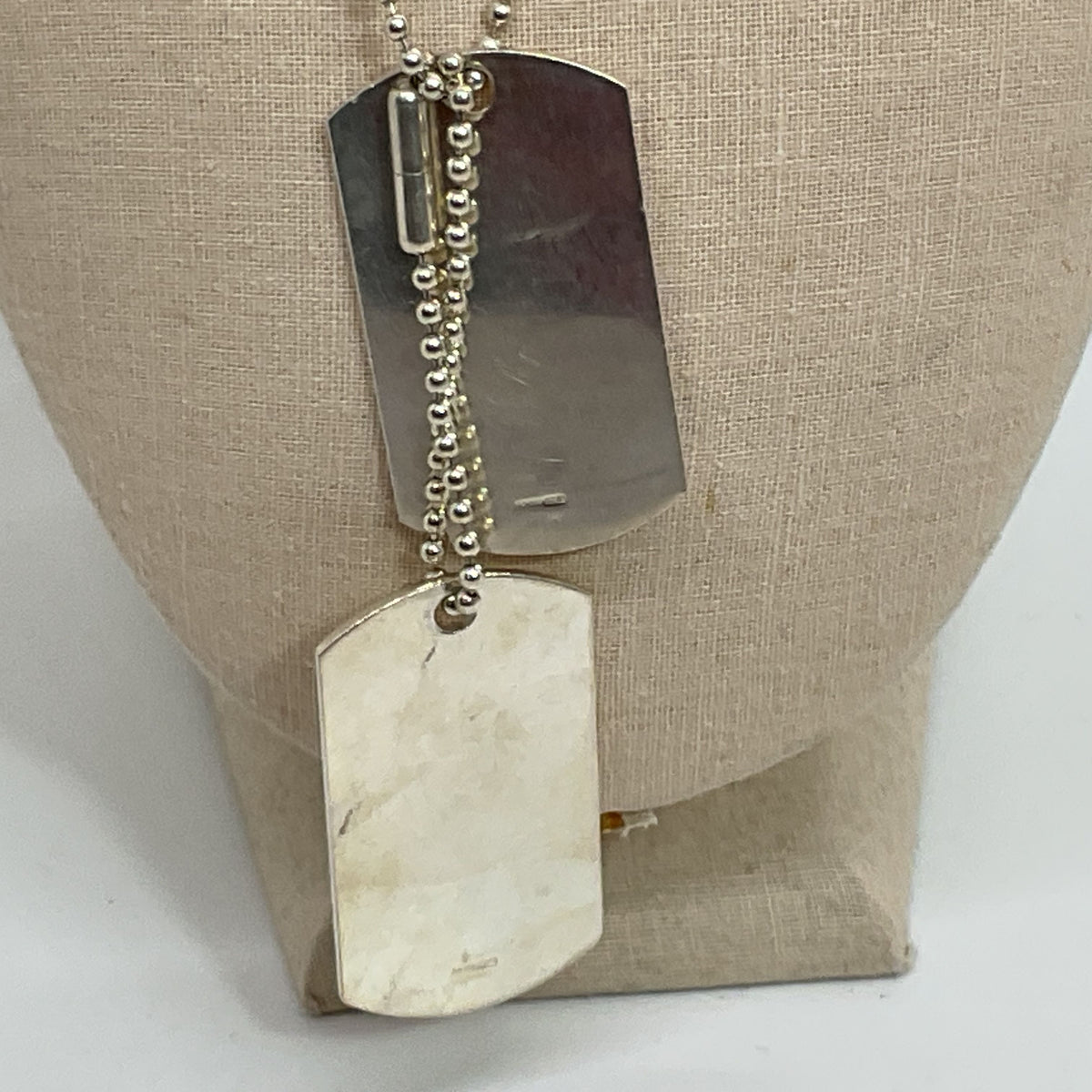 GUCCI Sterling Silver Double Dog Tags Ball Chain Necklace- 53.77