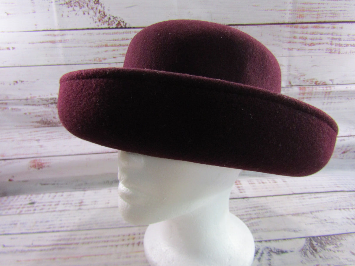Scala Women's Marron Wool Bowler Hat Size S