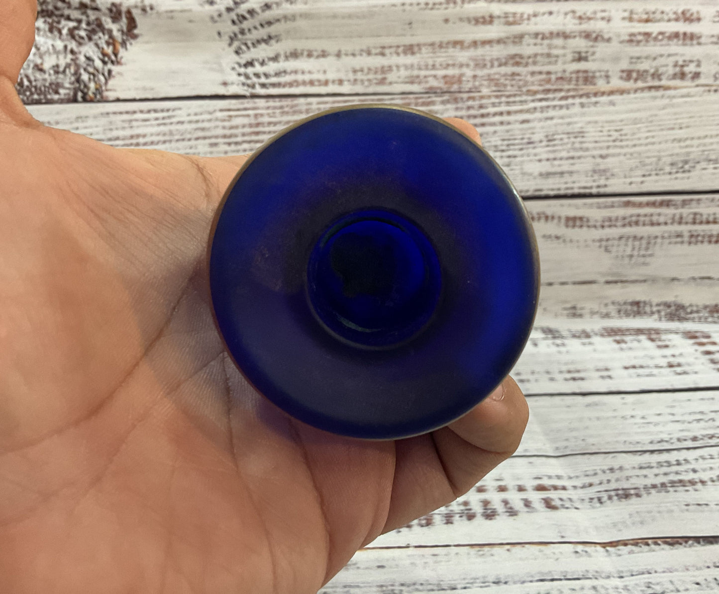 Antique Satin Cobalt Blue Candle Holder