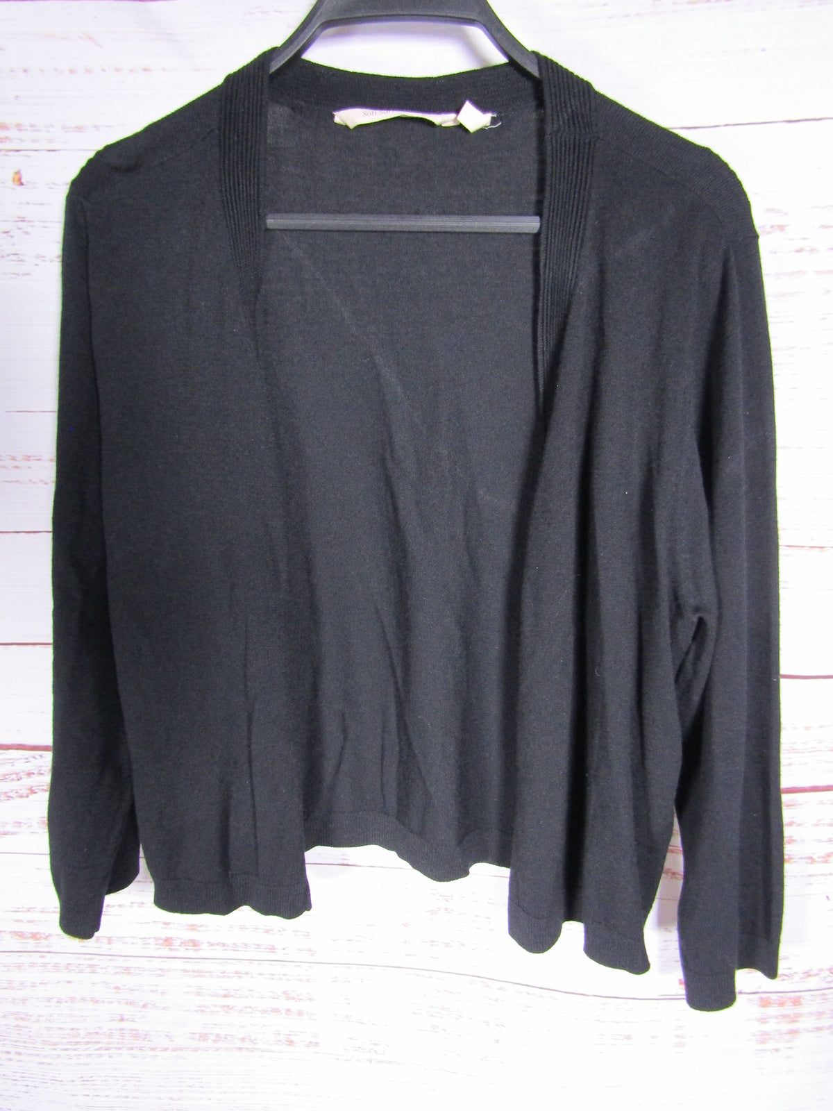 Soft Surroundings Women's Black Knit Open Cardigan Sweater Size L