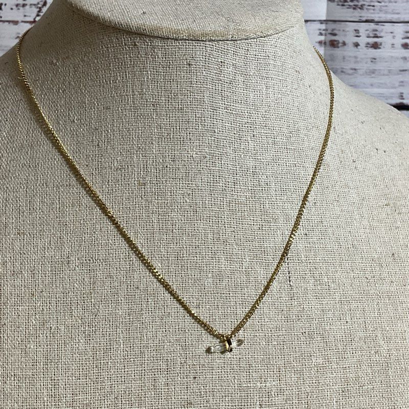 ALLSAINTS Gold Tone & Crystal Dainty Chain Necklace-
