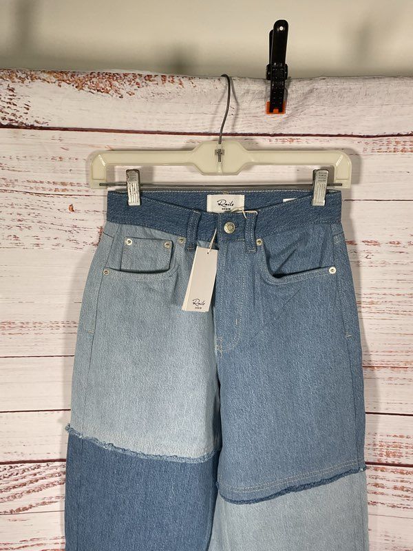 NWT Rails Getty Crop Light Indigo Patchwork High Rise Cropped Wide Leg Jeans 24
