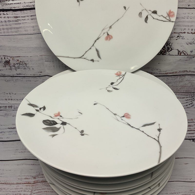 Thomas Germany Quince White Ceramic Pink Flower Design Dinner Plate 10.5" 12Pcs