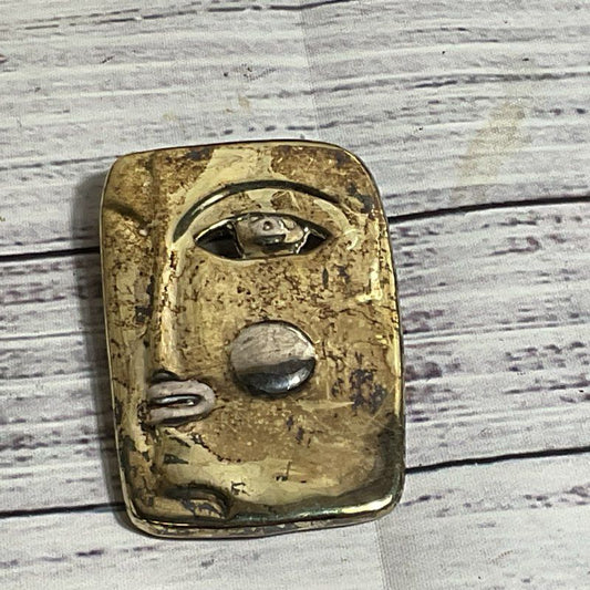 VTG. R.B. RUTH BLOCH Sterling Silver 2.75" Face Brooch- 26.46g