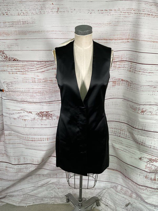 NWT The Row Women's Black Lafran Short Button Vest Dress Size 10