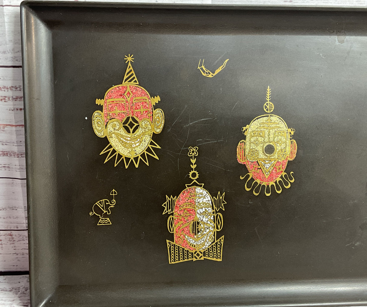 Couroc of Monterey Clown Circus Set of 3 Serving Trays Multicolor