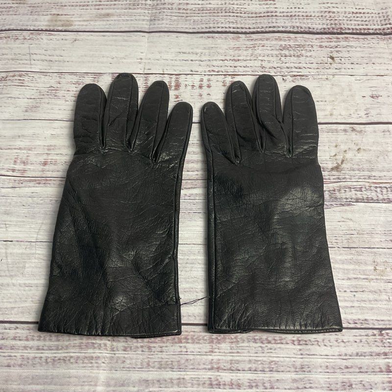 Vintage Henri Bendel Black Leather Silk Lined Driving Gloves - Size 7