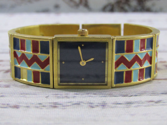 Vintage Metropolitan Museum of Art Women's Gold Plated Mosaic Enamel Watch