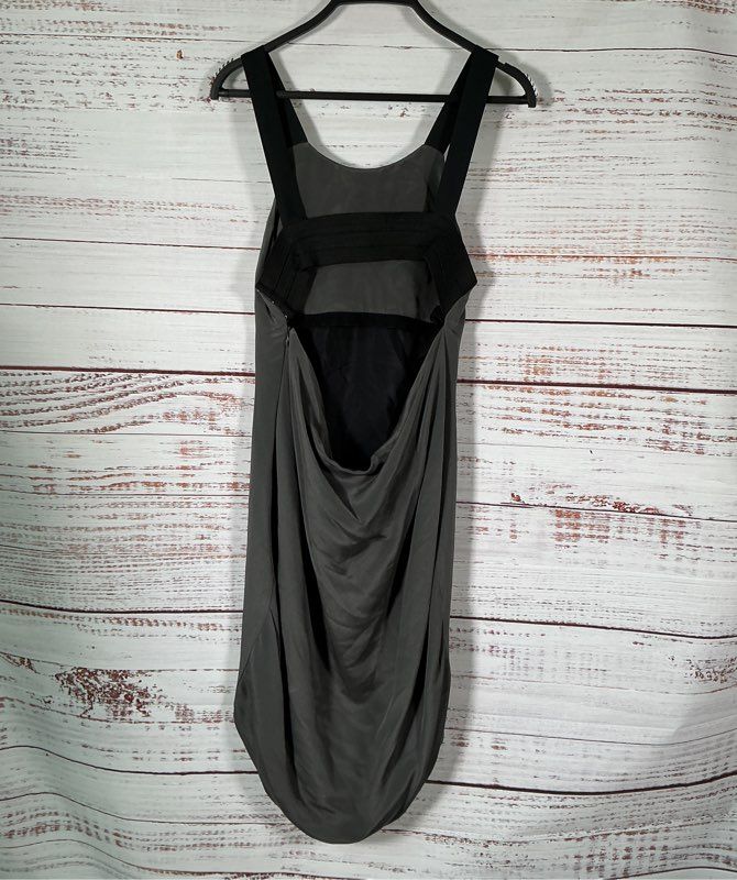 Women's Rag & Bone Gray Silk Drapey Dress with black straps Size 0