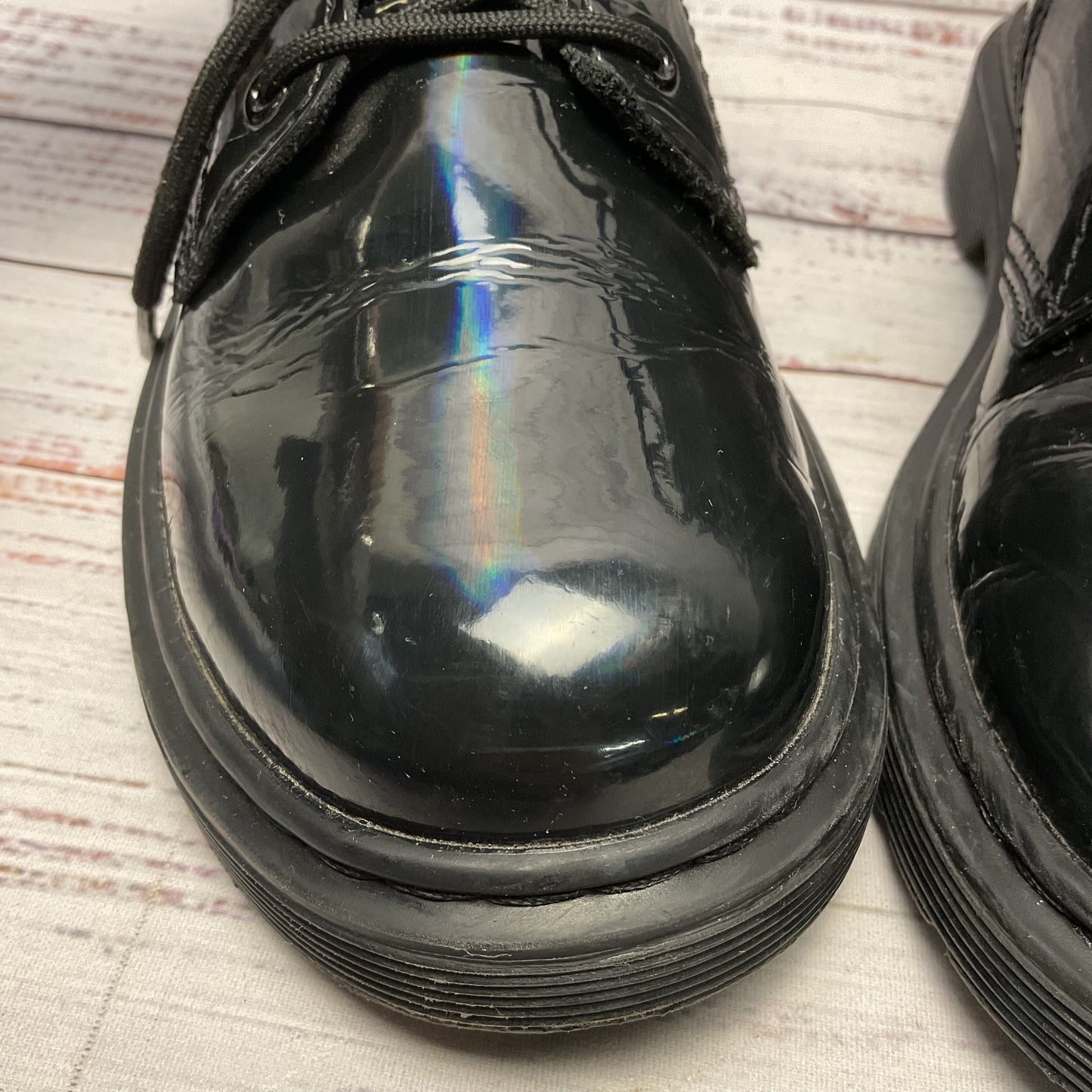 Dr. Doc Marten Black Rainbow Patent Leather 1460 Combat Boot Women Size 5